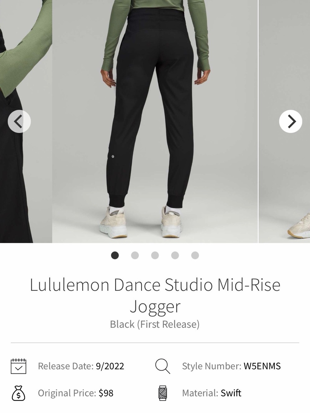 Lululemon Dance Studio Mid-Rise Jogger Black Joggers Size 2